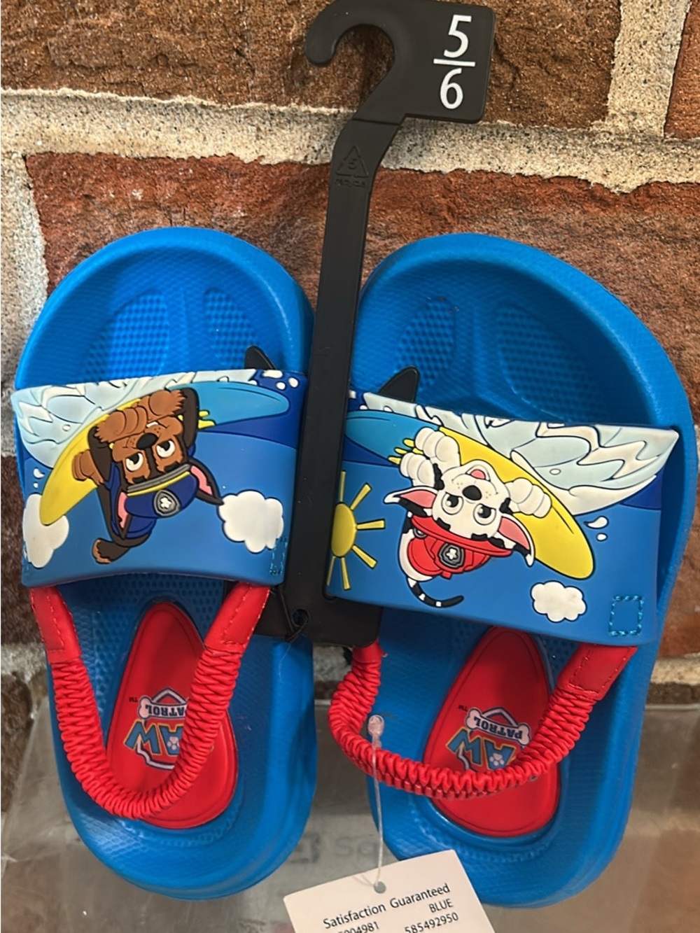 Paw Patrol Blue Slide Sandals with Red Accents